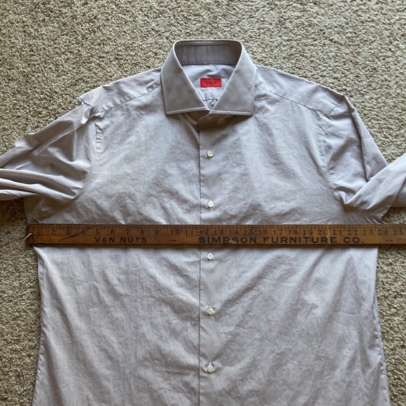 Isaia Napoli Men’s Solid Gray Beige Cotton Dress Shirt NWOT (Imperfect) - Picture 8 of 14